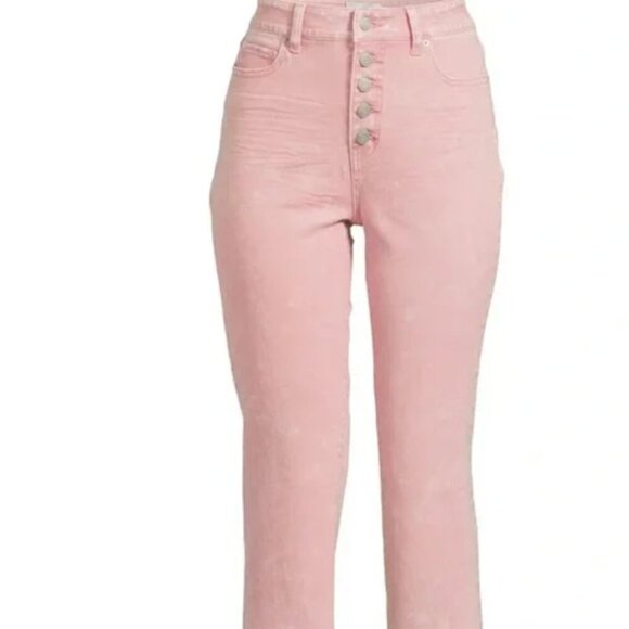 Women's High Rise Waist Straight Crop Jeans, size 6, Pink Button Up Fly - Picture 1 of 5